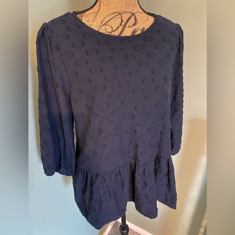 LOFT Navy Blue Textured Blouse